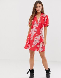 Платье мини с принтом в гавайском стиле Free People-Красный