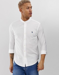 Белая приталенная рубашка из пике с логотипом Polo Ralph Lauren-Белый