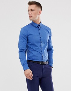 Синяя приталенная рубашка Celio-Синий