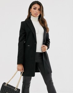 Черное пальто бойфренда с карманами на молнии ASOS DESIGN-Черный