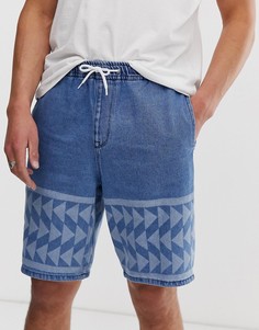 Свободные выбеленные джинсовые шорты с принтом ASOS DESIGN-Синий
