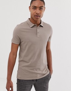 Поло из пике бежевого цвета ASOS DESIGN-Бежевый