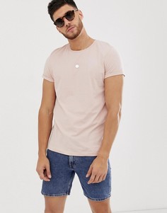 Розовая футболка с круглым вырезом и отворотами на рукавах ASOS DESIGN-Розовый