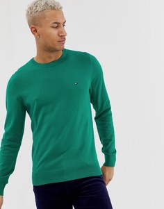 Классический джемпер на основе хлопка с круглым вырезом Tommy Hilfiger-Зеленый