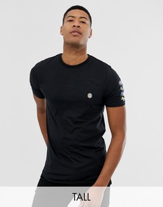 Длинная футболка с принтом на спине Le Breve Tall-Черный