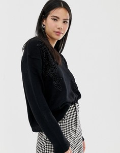 Черный свободный джемпер с бархатной аппликацией Brave Soul