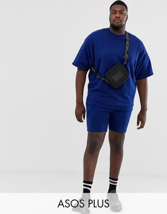 Синий oversize-свитшот с короткими рукавами и шорты скинни ASOS DESIGN Plus-Темно-синий