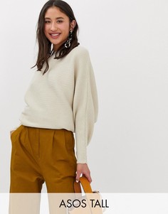 Джемпер с открытыми плечами ASOS DESIGN Tall-Светло-бежевый