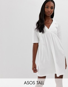 Свободное платье с воротником ASOS DESIGN Tall-Белый