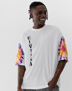 Oversize-футболка с узором тай-дай и принтом ASOS DESIGN-Белый