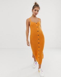 Вязаное платье миди на пуговицах ASOS DESIGN-Оранжевый