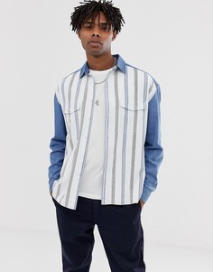 Джинсовая oversize-рубашка в стиле 90-х с полосками ASOS DESIGN-Синий