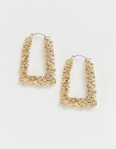 Золотистые серьги-кольца квадратной формы ASOS DESIGN-Золотой