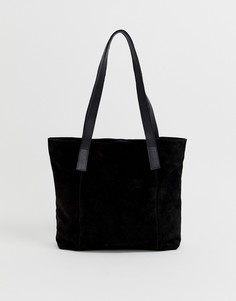 Замшевая сумка-шоппер со съемным кошельком ASOS DESIGN-Черный