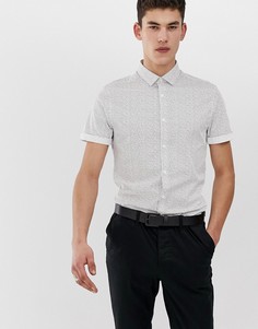 Облегающая рабочая рубашка в горошек ASOS DESIGN Tall-Белый
