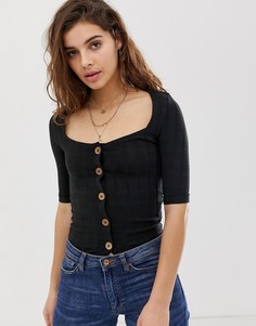 Топ на пуговицах Free People-Черный