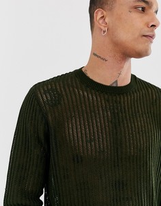 Вязаный джемпер цвета хаки ASOS DESIGN-Зеленый