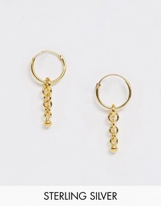 Серебряные позолоченные серьги-кольца с подвесками-цепочками ASOS DESIGN-Золотой