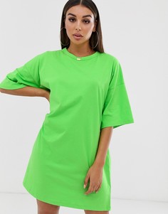 Платье-футболка в стиле oversize неоновой расцветки ASOS DESIGN-Зеленый