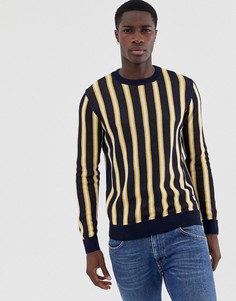 Темно-синий вязаный джемпер в вертикальную полоску Jack & Jones Originals