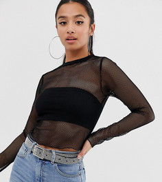 Прозрачный сетчатый лонгслив ASOS DESIGN Petite-Черный