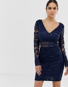 Облегающее платье с кружевом AX Paris-Темно-синий