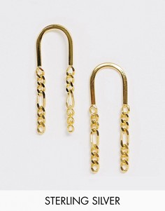 Позолоченные серебряные серьги с подвесками-цепочками ASOS DESIGN-Золотой