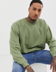 Светло-зеленый oversize-свитшот с отделкой в рубчик ASOS DESIGN