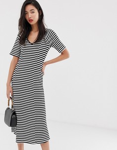 Полосатое платье миди в рубчик Vero Moda-Мульти