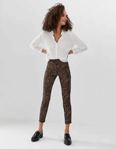 Жаккардовые брюки скинни с леопардовым принтом ASOS DESIGN-Мульти