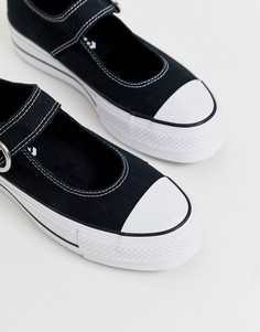 Черные парусиновые туфли с ремешком Converse Chuck Taylor-Черный