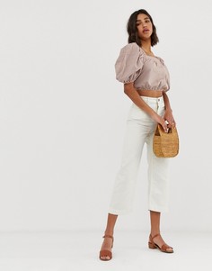 Широкие укороченные брюки Free People-Белый
