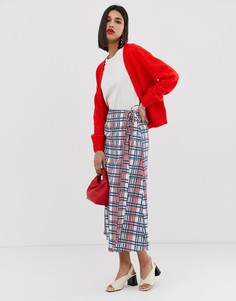 Фактурная юбка миди в клетку Vero Moda-Белый