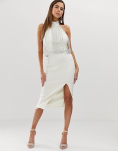 Платье-футляр миди с халтером и декором на лифе ASOS DESIGN-Мульти