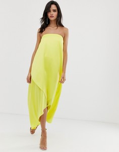 Атласное платье миди бандо ASOS DESIGN-Желтый