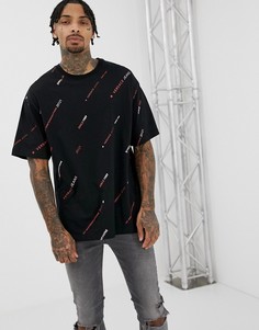 Oversize-футболка с логотипом Versace Jeans-Черный