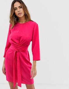 Платье мини с запахом и завязкой ASOS DESIGN-Розовый