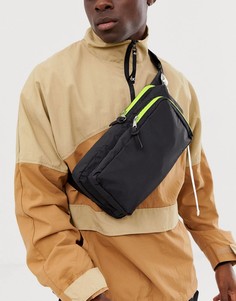 Черная сумка-кошелек через плечо с неоновой отделкой ASOS DESIGN-Черный