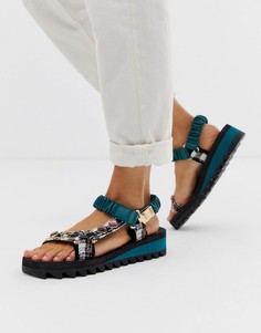 Сине-зеленые сандалии с отделкой камнями Kurt Geiger Orion-Мульти
