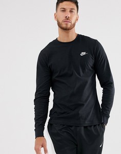 Черная футболка с длинными рукавами Nike Club-Черный