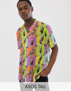 Свободная рубашка с плиточным принтом с изображением скульптур ASOS DESIGN Tall-Фиолетовый