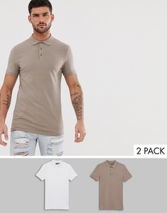 Набор из 2 облегающих поло ASOS DESIGN - Скидка-Мульти