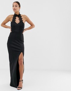 Платье макси с высоким разрезом AX Paris-Черный
