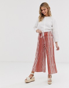 Укороченные брюки в полоску с затягивающимся шнурком ASOS DESIGN-Мульти