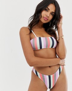 Розовые плавки бикини в полоску Missguided-Розовый
