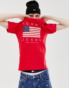 Красная футболка с логотипом Tommy Jeans US Flag Capsule-Красный