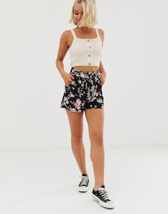 Шорты с цветочным принтом и завязкой на талии Brave Soul-Мульти