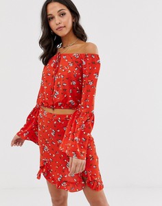 Топ с широким вырезом и цветочным принтом Vila-Мульти