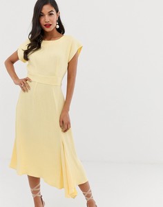 Платье-футляр в рубчик с поясом Closet London-Желтый