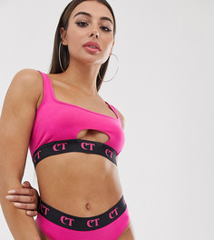 Укороченный топ-бюстгальтер с вырезом Crooked Tongues-Розовый